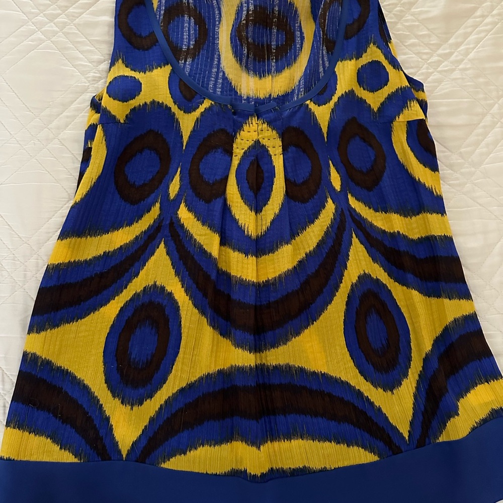 Tory Burch Yellow and Blue Graphic Tank Top